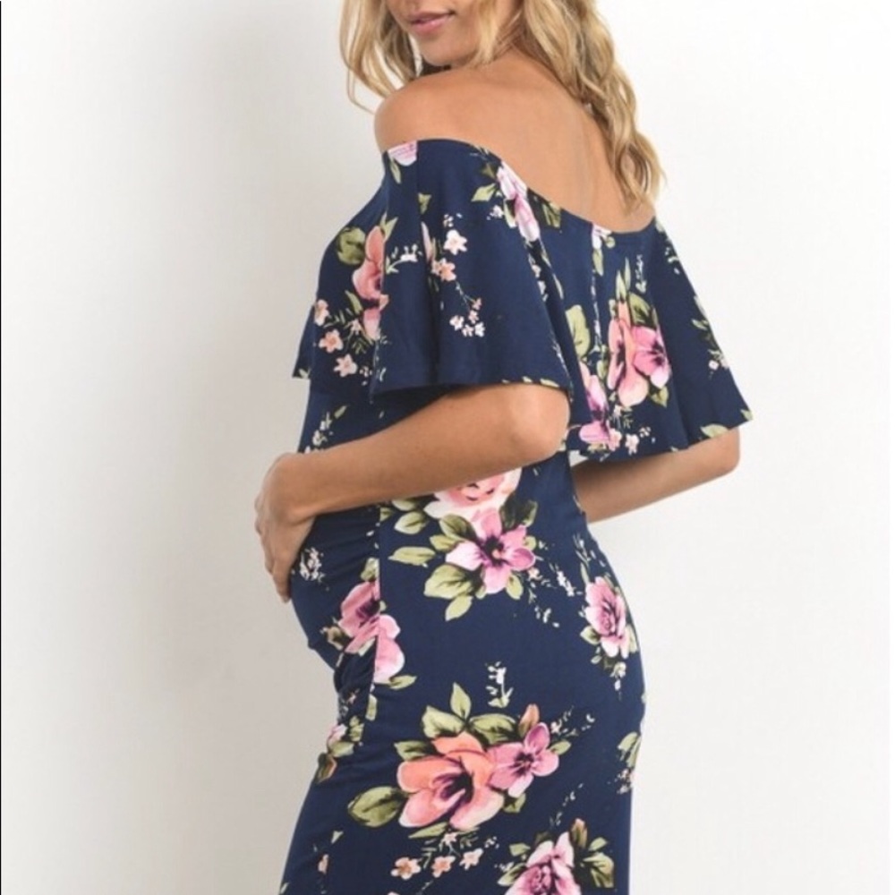 Off the shoulder ruffle maternity dress